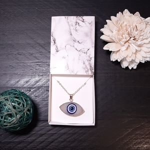 EVIL EYE White Druzy Stone Gold Chain Necklace
